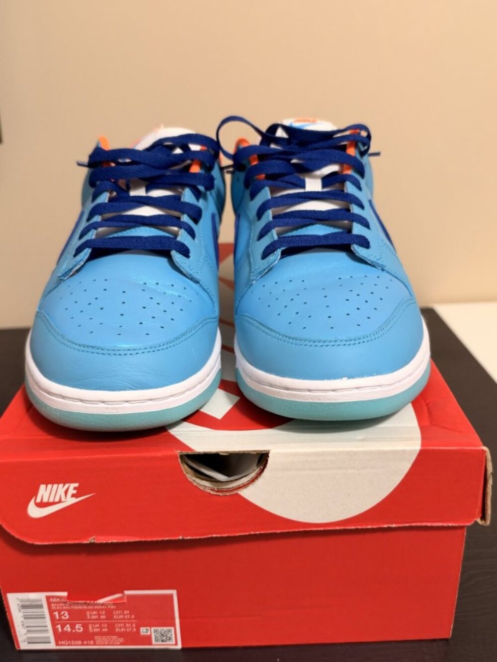 Nike Dunk Low SE Baltic Blue Total Orange HQ1538-416 Mens 13 Worn Once With Box